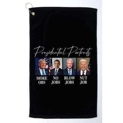 Presidential Portraits Trump More Jobs Obama No Jobs Bush Golf Towel