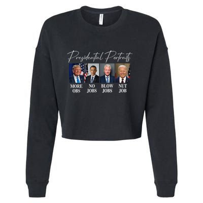 Presidential Portraits Trump More Jobs Obama No Jobs Bush Cropped Pullover Crew