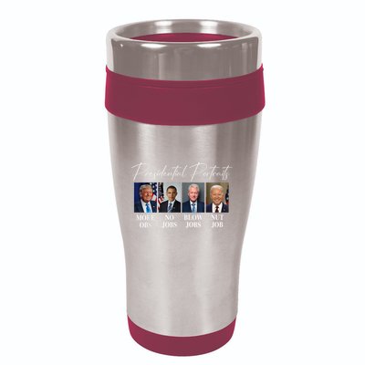 Presidential Portraits Trump More Jobs Obama No Jobs Bush 16oz Travel Tumbler