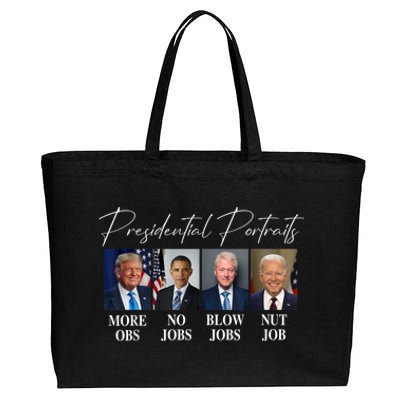 Presidential Portraits Trump More Jobs Obama No Jobs Bush Cotton Canvas Jumbo Tote