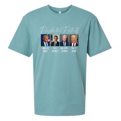 Presidential Portraits Trump More Jobs Obama No Jobs Bush Sueded Cloud Jersey T-Shirt