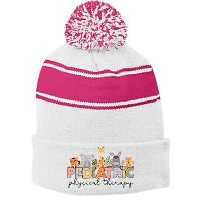 Pediatric Physical Therapy Therapist Pt Crew Safari Animals Stripe Pom Pom Beanie