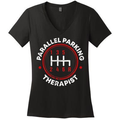 Parallel Parking Therapist Funny Driving School Women's V-Neck T-Shirt