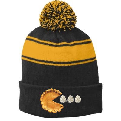 Pumpkin Pie Thanksgiving Stripe Pom Pom Beanie