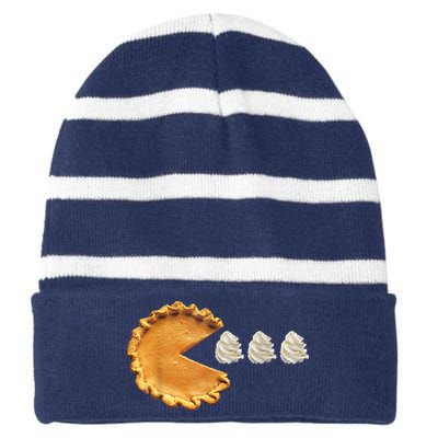 Pumpkin Pie Thanksgiving Striped Beanie with Solid Band