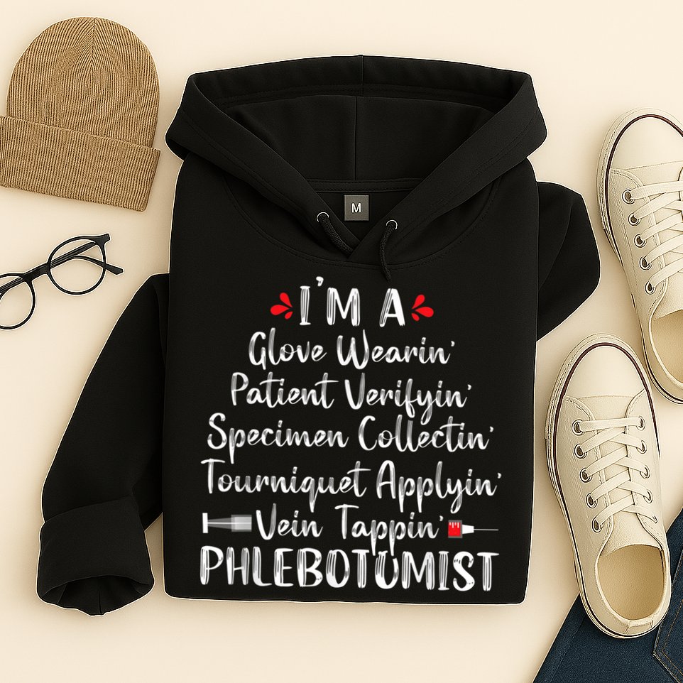 Phlebotomist Phlebotomy Technician Funny Nurse Clinical Hoodie