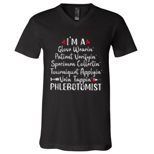 Phlebotomist Phlebotomy Technician Funny Nurse Clinical V-Neck T-Shirt