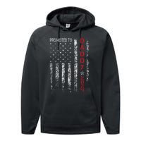 Patriotic Promoted To Daddy Est 2024 First Time Dad Performance Fleece Hoodie