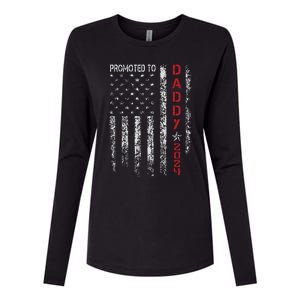 Patriotic Promoted To Daddy Est 2024 First Time Dad Womens Cotton Relaxed Long Sleeve T-Shirt