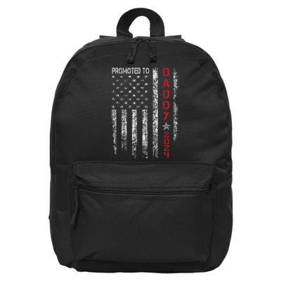 Patriotic Promoted To Daddy Est 2024 First Time Dad 16 in Basic Backpack