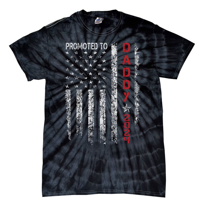 Patriotic Promoted To Daddy Est 2024 First Time Dad Tie-Dye T-Shirt