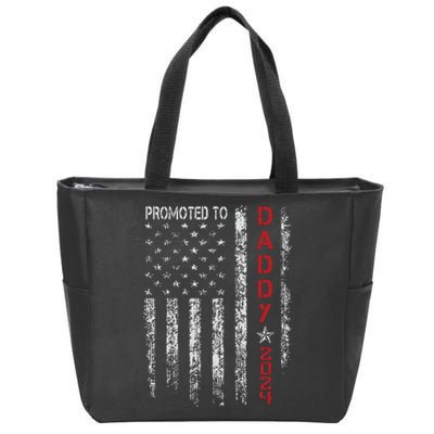 Patriotic Promoted To Daddy Est 2024 First Time Dad Zip Tote Bag