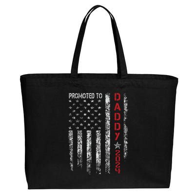 Patriotic Promoted To Daddy Est 2024 First Time Dad Cotton Canvas Jumbo Tote