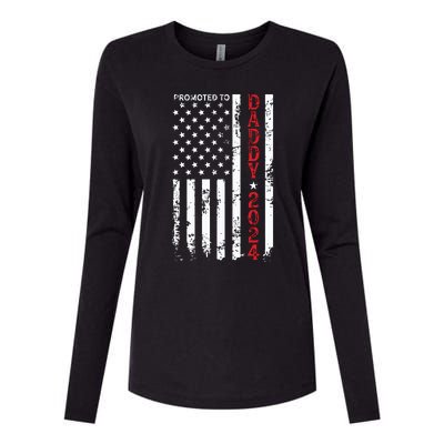 Patriotic Promoted To Daddy Est 2024 First Time Dad Womens Cotton Relaxed Long Sleeve T-Shirt