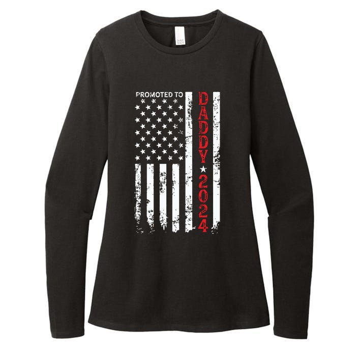 Patriotic Promoted To Daddy Est 2024 First Time Dad Womens CVC Long Sleeve Shirt