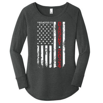 Patriotic Promoted To Daddy Est 2024 First Time Dad Women's Perfect Tri Tunic Long Sleeve Shirt