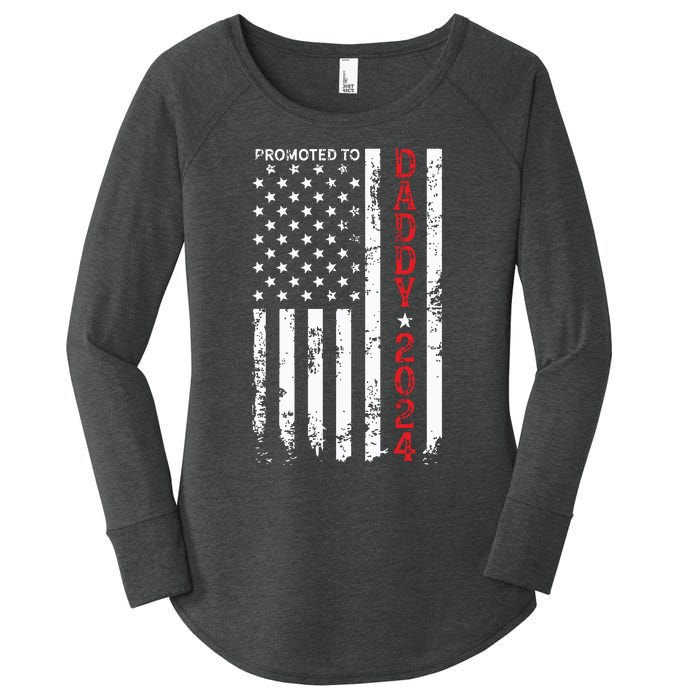 Patriotic Promoted To Daddy Est 2024 First Time Dad Women's Perfect Tri Tunic Long Sleeve Shirt