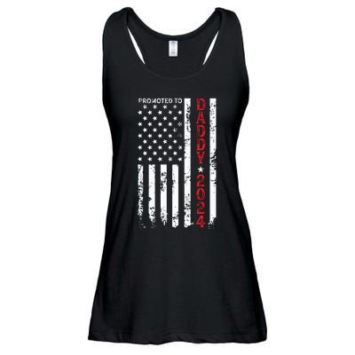 Patriotic Promoted To Daddy Est 2024 First Time Dad Ladies Essential Flowy Tank