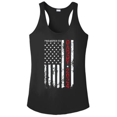 Patriotic Promoted To Daddy Est 2024 First Time Dad Ladies PosiCharge Competitor Racerback Tank