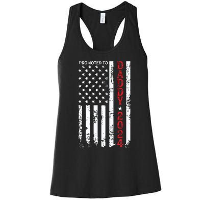 Patriotic Promoted To Daddy Est 2024 First Time Dad Women's Racerback Tank