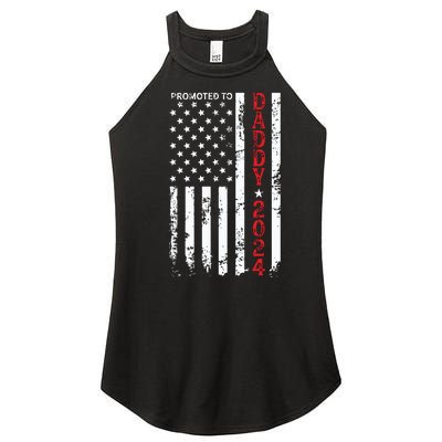 Patriotic Promoted To Daddy Est 2024 First Time Dad Women's Perfect Tri Rocker Tank