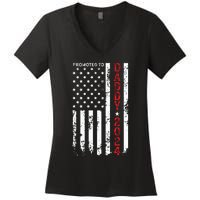 Patriotic Promoted To Daddy Est 2024 First Time Dad Women's V-Neck T-Shirt