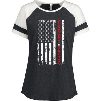 Patriotic Promoted To Daddy Est 2024 First Time Dad Enza Ladies Jersey Colorblock Tee