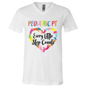 Pediatric Physical Therapy PT Every Little Step Counts V-Neck T-Shirt