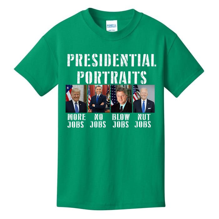 Presidential Portraits Trump More Jobs Obama No Jobs Bush Kids T-Shirt