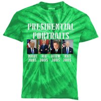 Presidential Portraits Trump More Jobs Obama No Jobs Bush Kids Tie-Dye T-Shirt