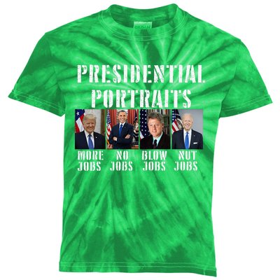 Presidential Portraits Trump More Jobs Obama No Jobs Bush Kids Tie-Dye T-Shirt