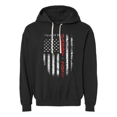 Patriotic Promoted To Daddy Est 2025 First Time Dad Garment-Dyed Fleece Hoodie