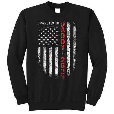 Patriotic Promoted To Daddy Est 2025 First Time Dad Tall Sweatshirt