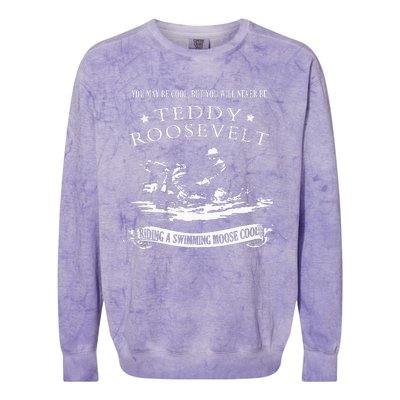 Progressive Party Teddy Riding Moose Cool Teddy Roosevelt Colorblast Crewneck Sweatshirt