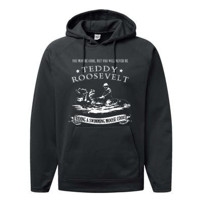 Progressive Party Teddy Riding Moose Cool Teddy Roosevelt Performance Fleece Hoodie