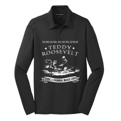 Progressive Party Teddy Riding Moose Cool Teddy Roosevelt Silk Touch Performance Long Sleeve Polo