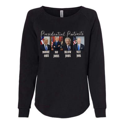 Presidential Portraits Trump More Jobs Obama No Jobs Bush Womens California Wash Sweatshirt