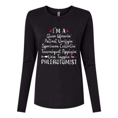 Phlebotomist Phlebotomy Technician Funny Nurse Clinical Womens Cotton Relaxed Long Sleeve T-Shirt