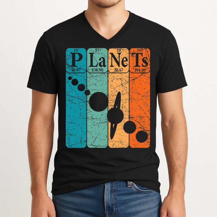 Planets Periodic Table Elements Solar System Planets V-Neck T-Shirt