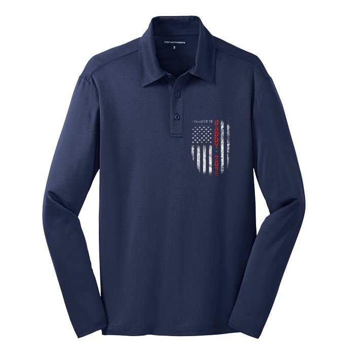 Patriotic Promoted To Daddy Est 2025 First Time Dad Silk Touch Performance Long Sleeve Polo