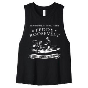 Progressive Party Teddy Riding Moose Cool Teddy Roosevelt Women's Racerback Cropped Tank