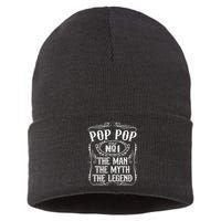 Pop Pop The Man The Myth The Legend Funny Fathers Day Gift Sustainable Knit Beanie
