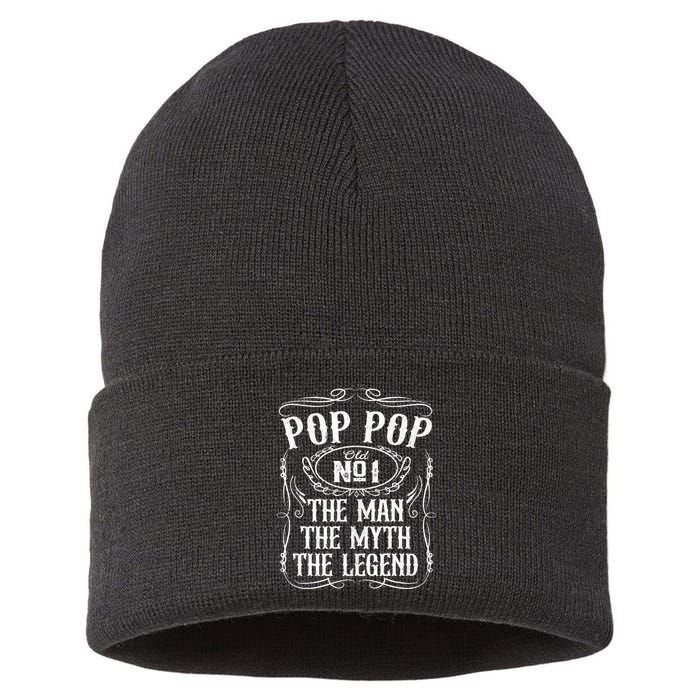 Pop Pop The Man The Myth The Legend Funny Fathers Day Gift Sustainable Knit Beanie
