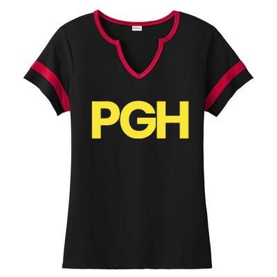 Pittsburgh Pgh Text Retro Throwback Pennsylvania Ladies Halftime Notch Neck Tee