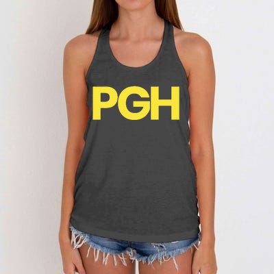 Pittsburgh Pgh Text Retro Throwback Pennsylvania Women's Knotted Racerback Tank