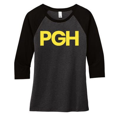 Pittsburgh Pgh Text Retro Throwback Pennsylvania Women's Tri-Blend 3/4-Sleeve Raglan Shirt