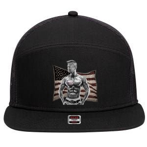 Patriotic Pro Trump Tattoo Anti Liberal Republican Gangster Gift 7 Panel Mesh Trucker Snapback Hat