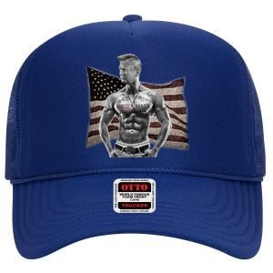 Patriotic Pro Trump Tattoo Anti Liberal Republican Gangster Gift High Crown Mesh Back Trucker Hat