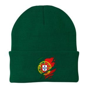 Proud Portuguese Torn Ripped Portugal Flag Knit Cap Winter Beanie