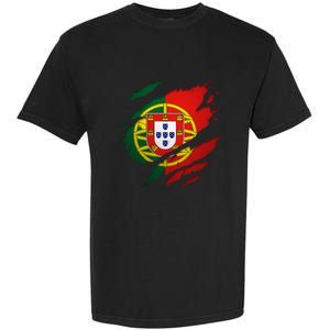 Proud Portuguese Torn Ripped Portugal Flag Garment-Dyed Heavyweight T-Shirt